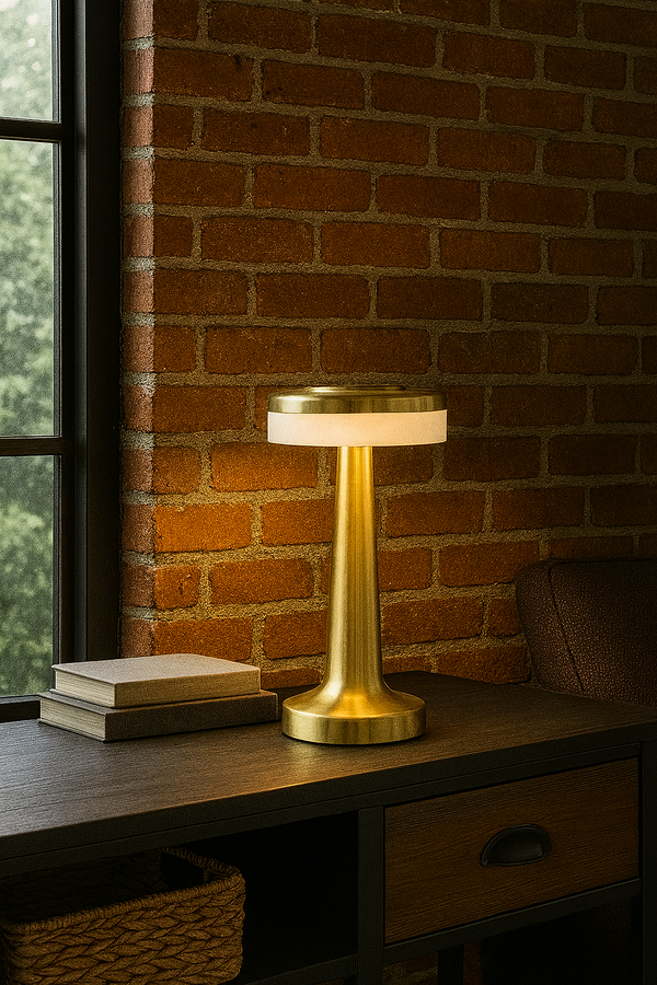 Contemporary Gold LED Table Lamp – Brushed Metal Finish