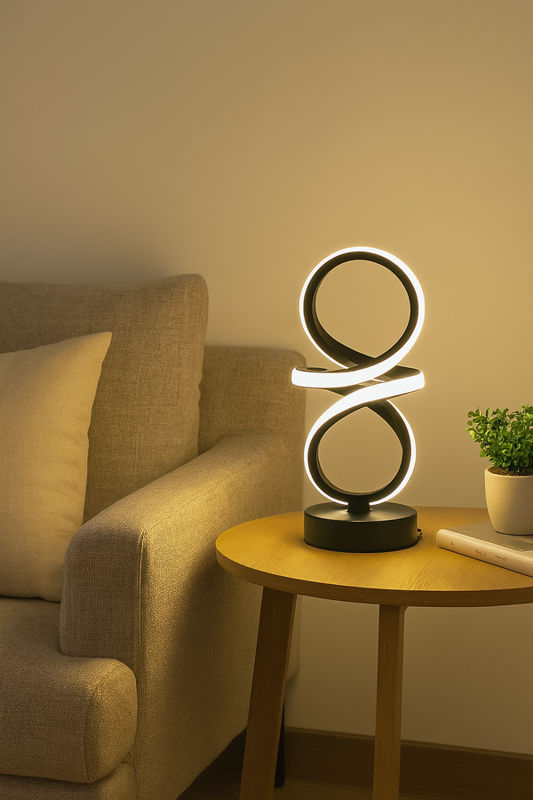 Modern Infinity LED Table Lamp – Black Loop Design
