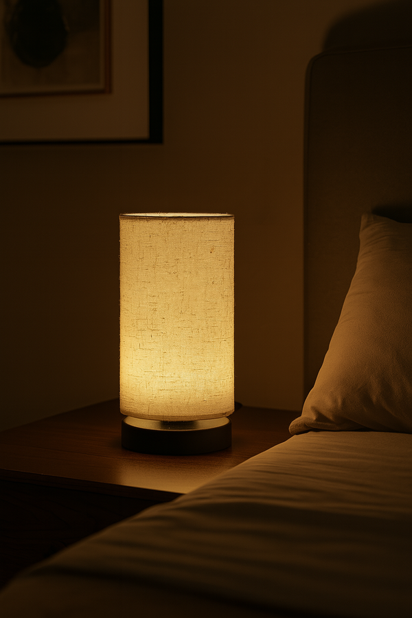 Minimalist Linen Table Lamp – Soft Glow Cylinder