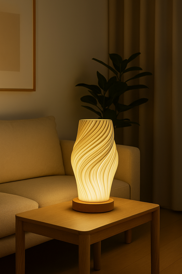 Sculpted Ceramic LED Table Lamp – Swirl Design