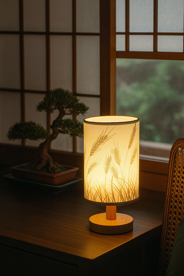 Oriental Table Lamp with Wheat Pattern