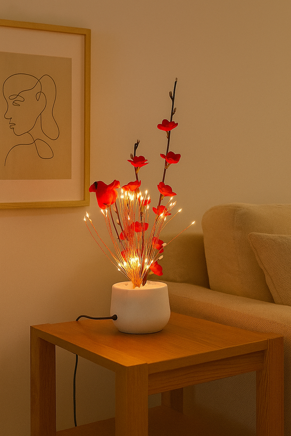 Red Blossom Fiber Optic Lamp – LED Decorative Light