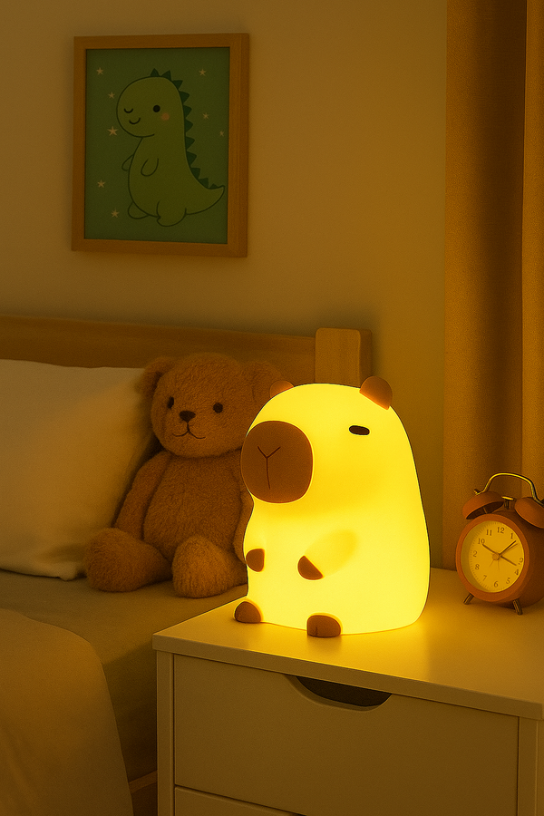 Capybara Night Light – Soft Silicone Kids Lamp