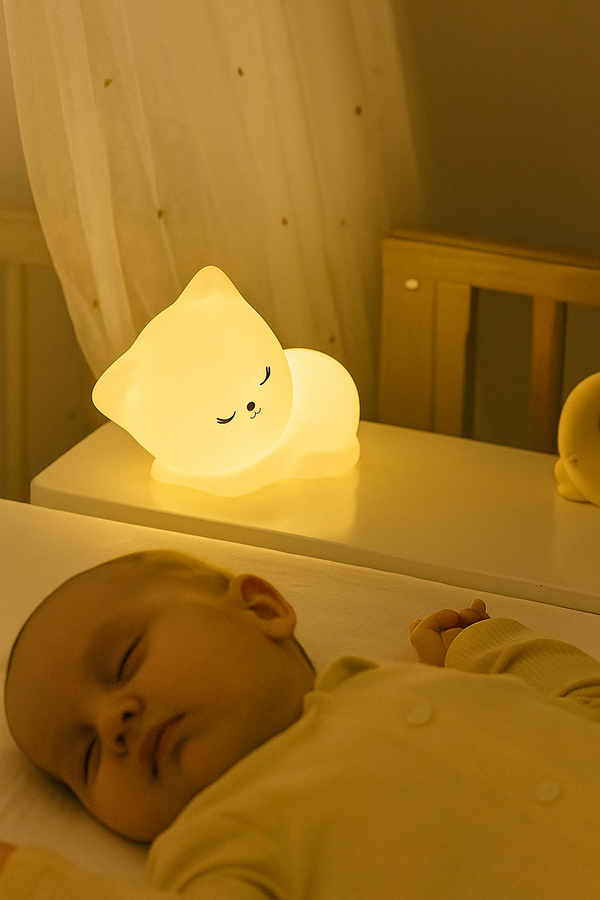 Cozy Cat Night Light – Soft Silicone LED Lamp for Kids & Nurseries