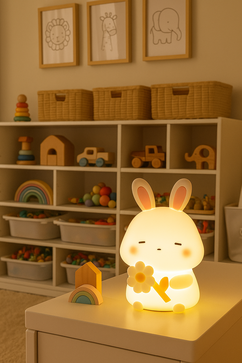 Bunny Flower Night Light – Soft Glow LED Lamp for Kids' Playrooms