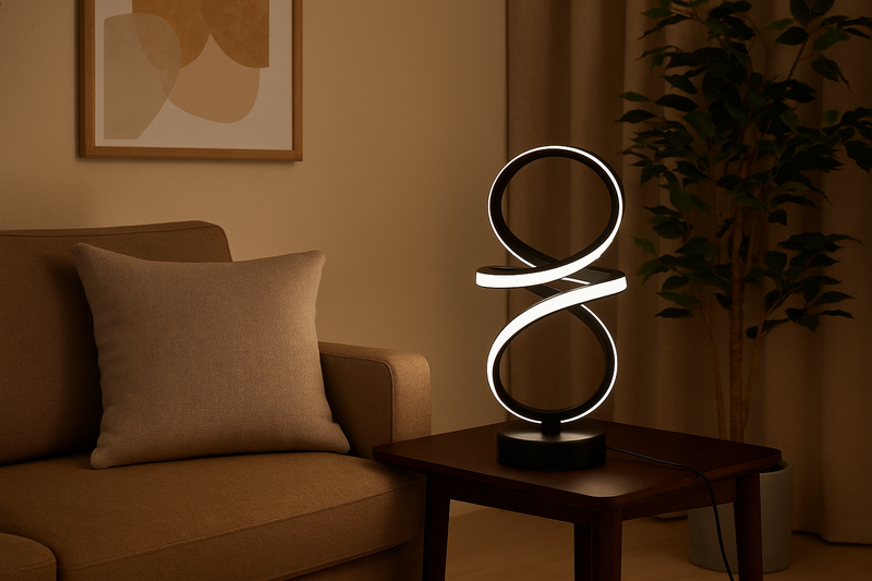 Modern Infinity LED Table Lamp – Black Loop Design