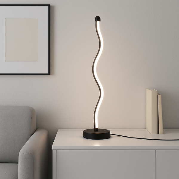 Wavy LED Table Lamp – Minimalist Fluid Design