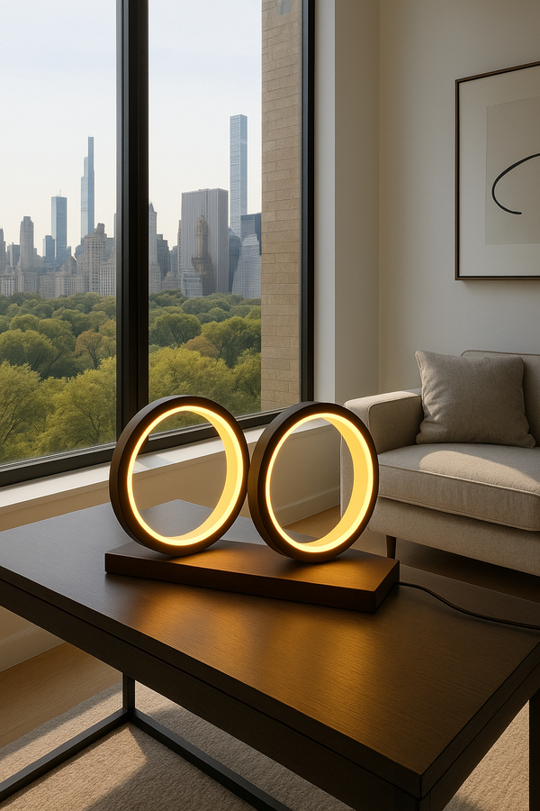 Dual Ring LED Table Lamp – Contemporary Geometric Design