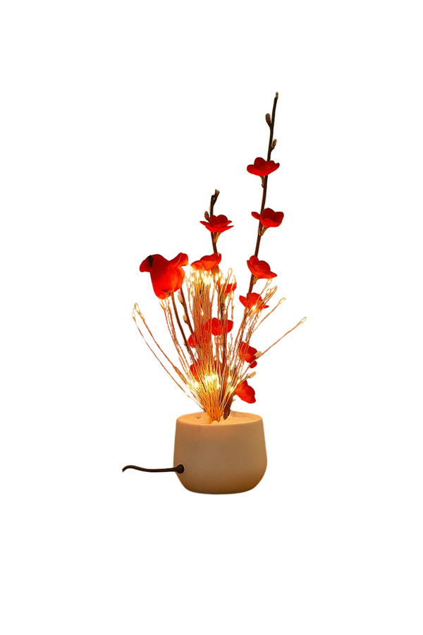 Red Blossom Fiber Optic Lamp – LED Decorative Light