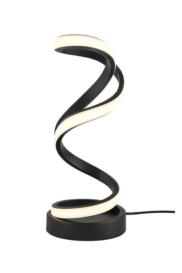 Modern Spiral LED Table Lamp – Sculptural Black Design