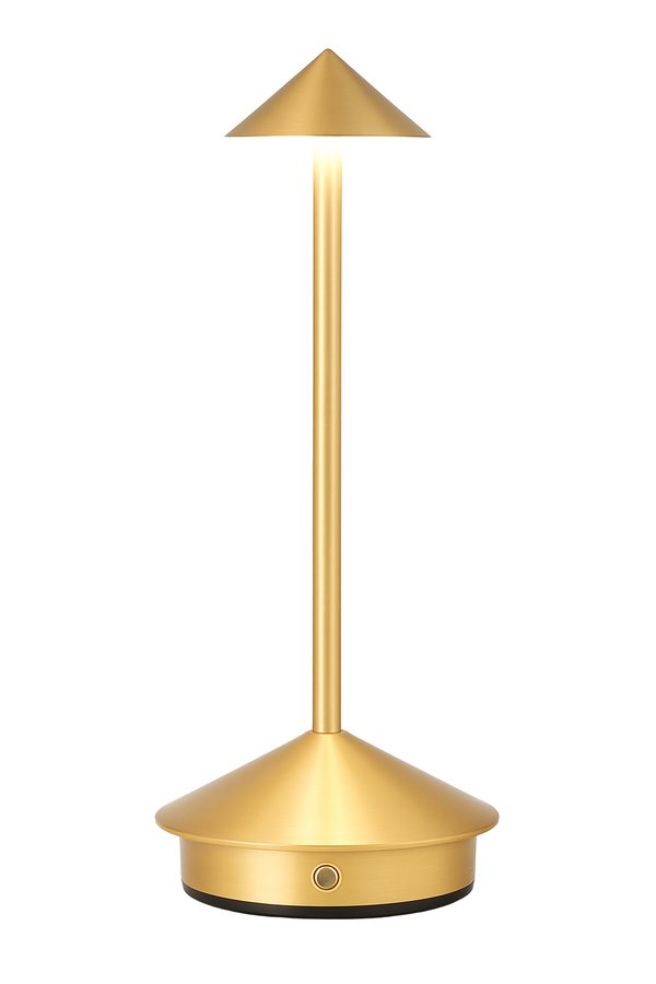Minimalist Gold Cone Table Lamp – USB Rechargeable LED Light